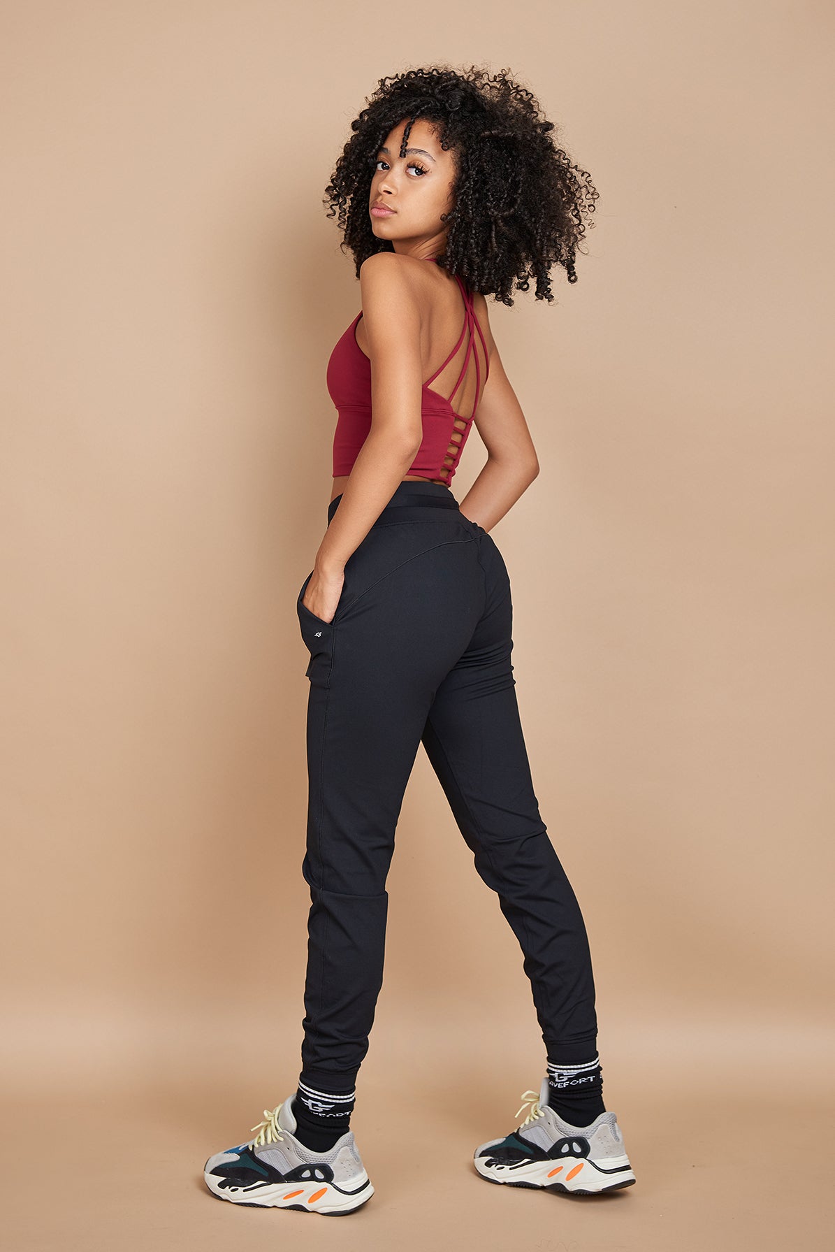 Siena High Waisted Joggers in Black BRAVEFORT